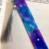 Sparkling Starlight Resin Bookmark with Silver Tassel Design 3