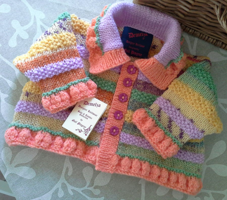 Baby Girl's Hand Knitted Jacket 0-6 months (HELP A CHARITY)