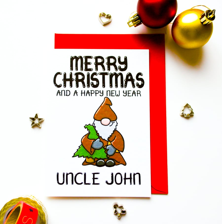 Christmas Card Gnome Nordic Gonk  Xmas Festive Scandinavian Personalised Card