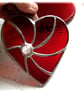 Red Swirl Heart Stained Glass Suncatcher Ruby Wedding  - Image 2