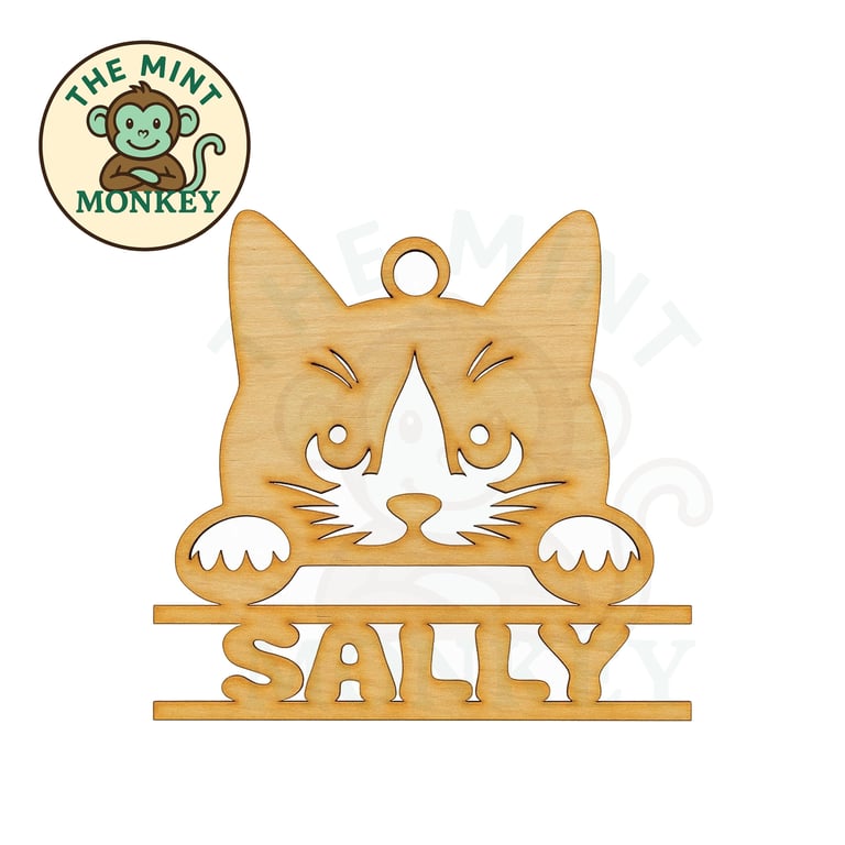 Cat - Kitten Personalised Sign Wall art Wooden Hanging door plaque pink