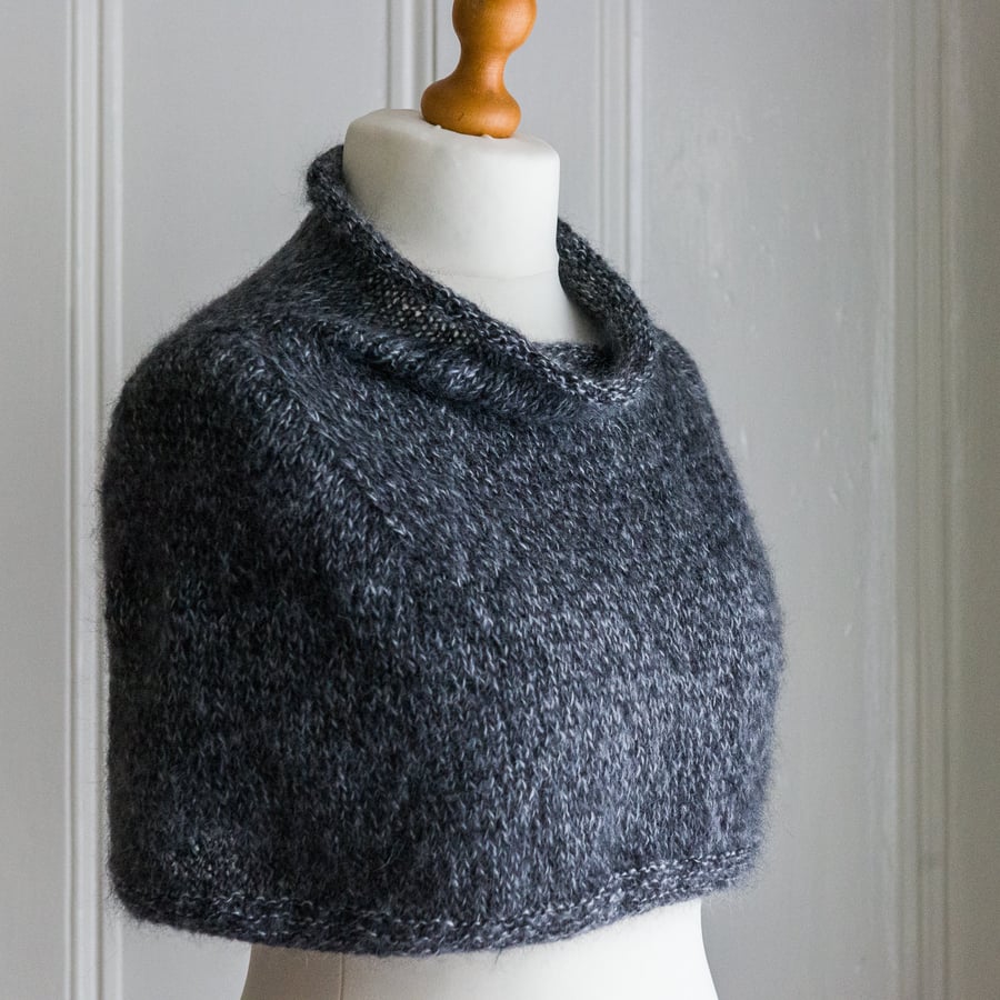 This cape is 'The Hug' - a super soft and warm mini capelet or shoulder cosy