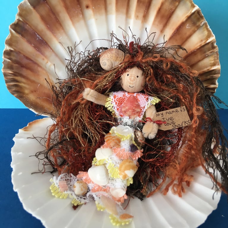Tiny Mermaid Doll Hanging Decoration, Sea Themed Mermaid Decor