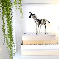 Little Paper Zebra, Cute Animal Whimsical Art for Readers, Calming Home Decor