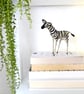 Little Paper Zebra, Cute Animal Whimsical Art for Readers, Calming Home Decor