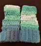 Hand Crocheted Fingerless Wrist Warmers in Teal - Image 4