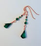  Malachite, Onyx & Copper Drop Earrings, Anniversary, Birthday, Gifts For Her - Image 5