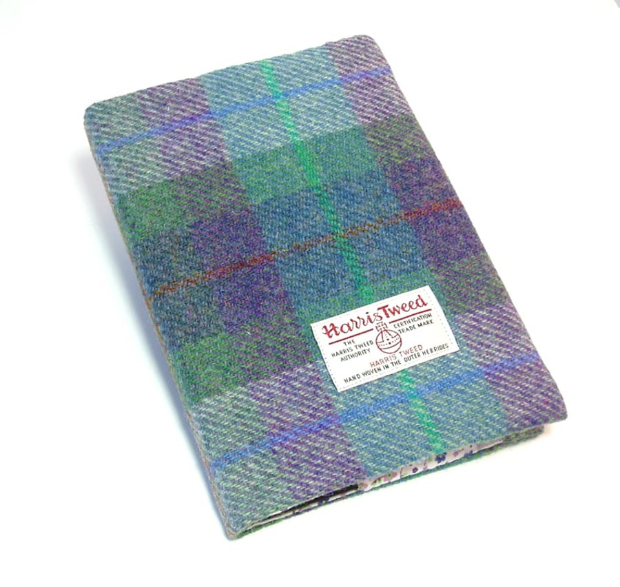 Harris tweed covered A5 notebook journal green and purple diary