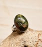 Simple oval unakite ring. Scorpio jewelry uk. Adjustable sterling silver - Image 1