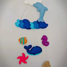 Seaside Beach Dolphin Ocean Decorative Wall Hanger - Nursery, Play Room, Kitchen
