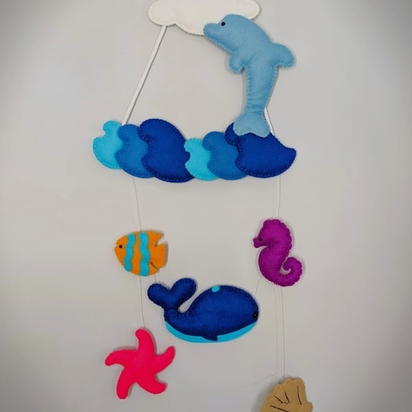 Seaside Beach Dolphin Ocean Decorative Wall Hanger - Nursery, Play Room, Kitchen