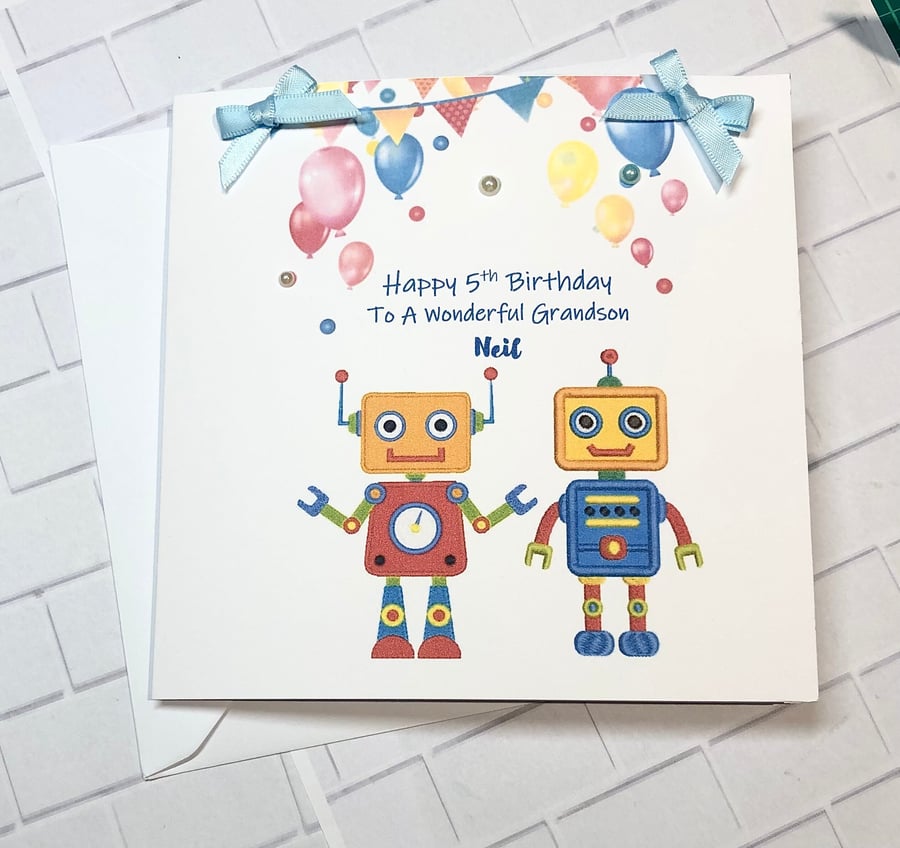 Robot Happy Birthday Card, Brother ,Sister, Daughter,Son,Friend, Grandson