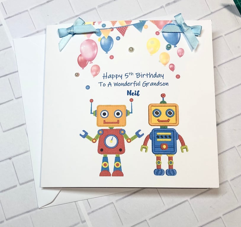 Robot Happy Birthday Card, Brother ,Sister, Daughter,Son,Friend, Grandson
