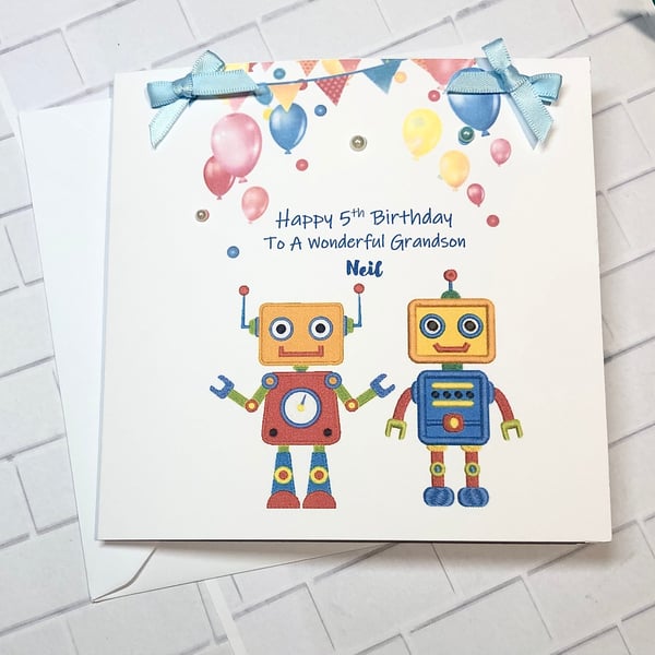 Robot Happy Birthday Card, Brother ,Sister, Daughter,Son,Friend, Grandson