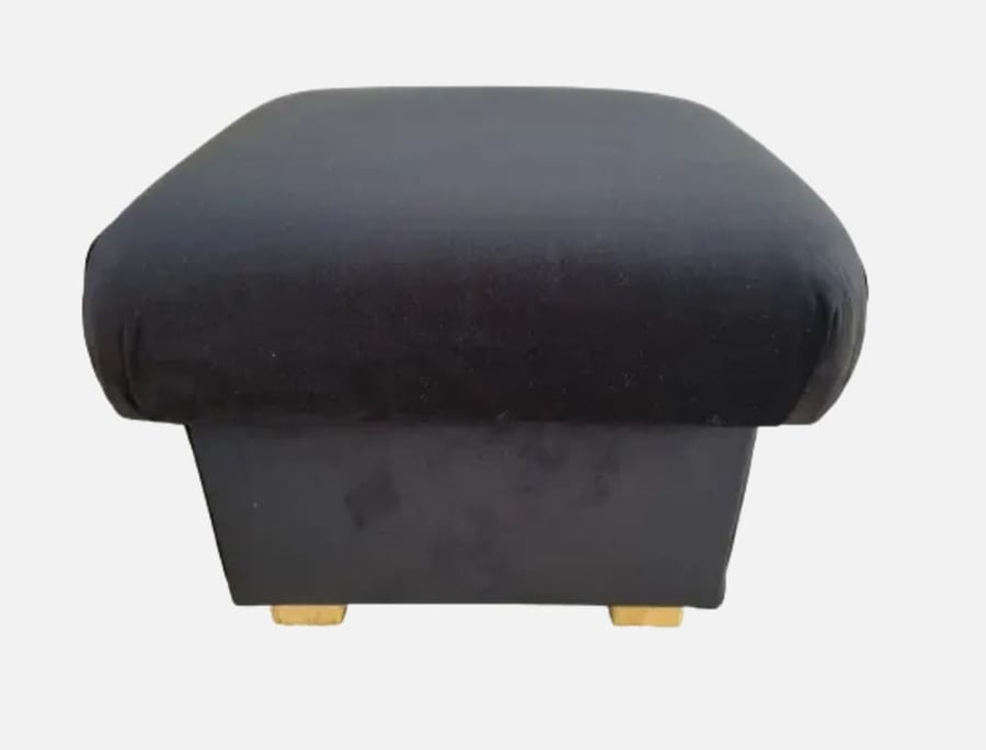 Storage Footstool Black Velvet Fabric Pouffe Footstall Extra Seat 