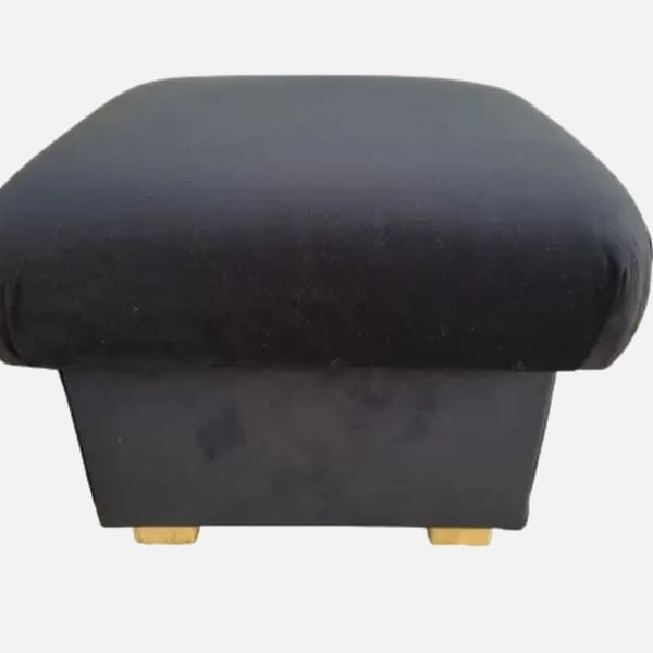 Storage Footstool Black Velvet Fabric Pouffe Footstall Extra Seat 