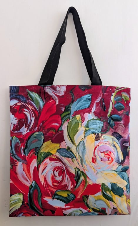 Floral Tote Bag - Original oil painting design eco canvas shopper