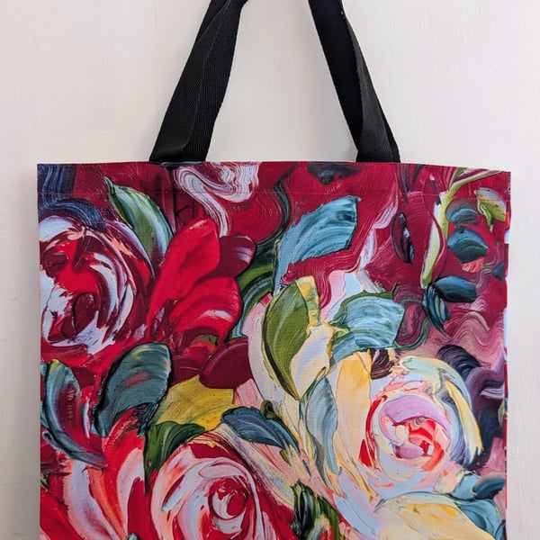 Floral Tote Bag - Original oil painting design eco canvas shopper