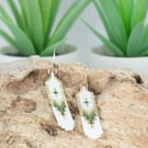 Handmade Green, White & Gold Native American Style Beaded Earrings