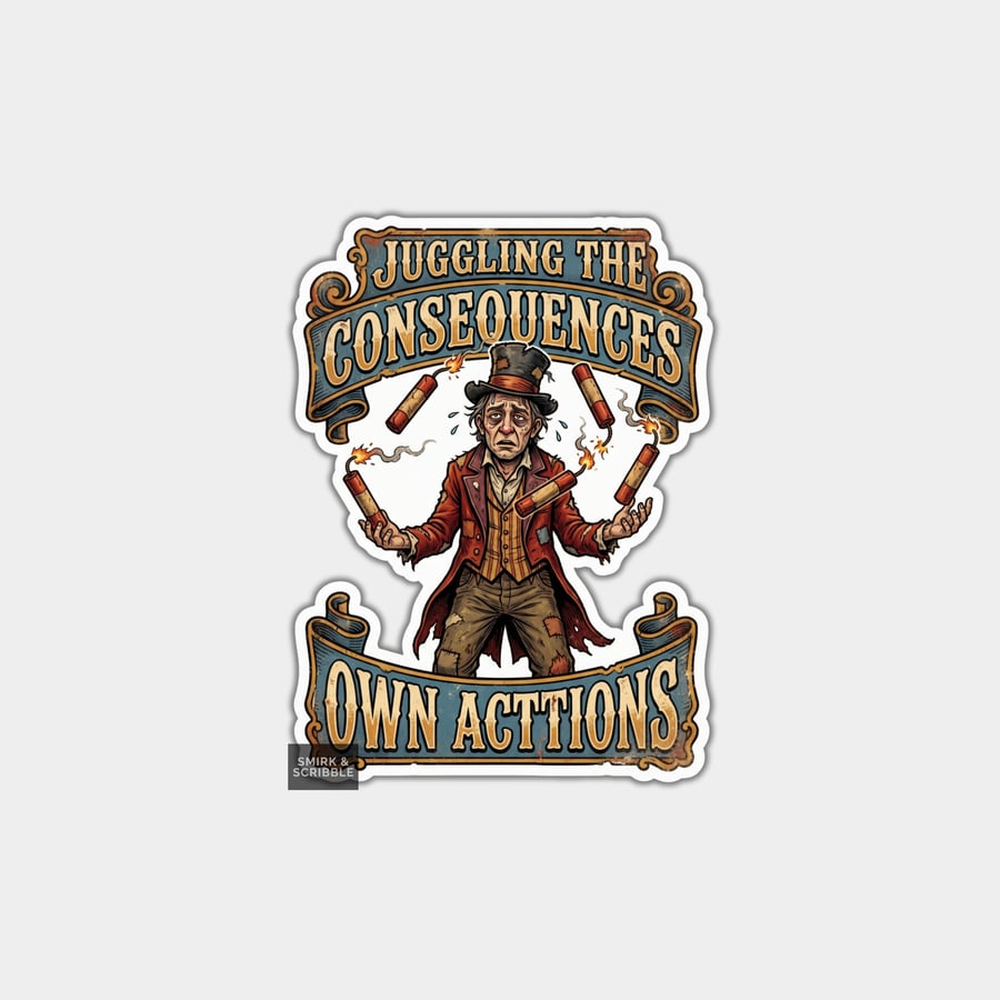 Funny Vinyl Sticker For Adults - Juggling Consequences - Folksy