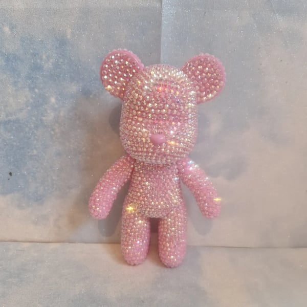 Baby Pink Bling Rhinestone Bear Nursery Ornament Shelfie