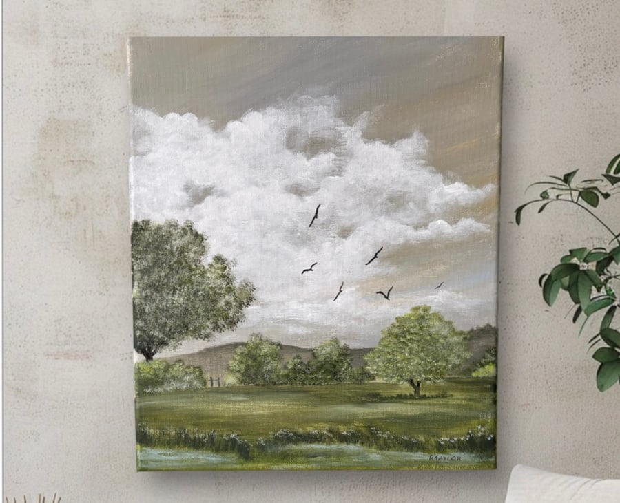 Original acrylic landscape painting, landscape art