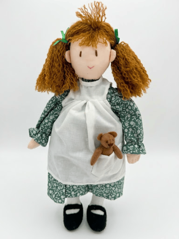 Rag Doll Charlotte, 14 Inch Handmade Rag Doll with Teddy Bear Pocket Friend 