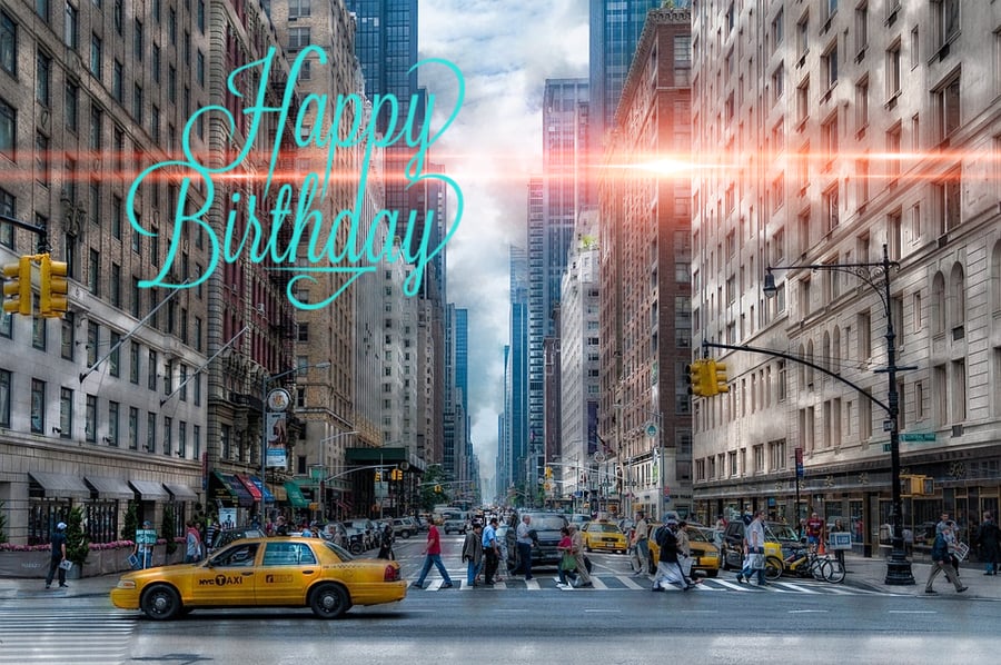 Happy Birthday New York Street Card A5