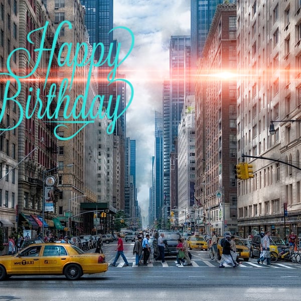 Happy Birthday New York Street Card A5