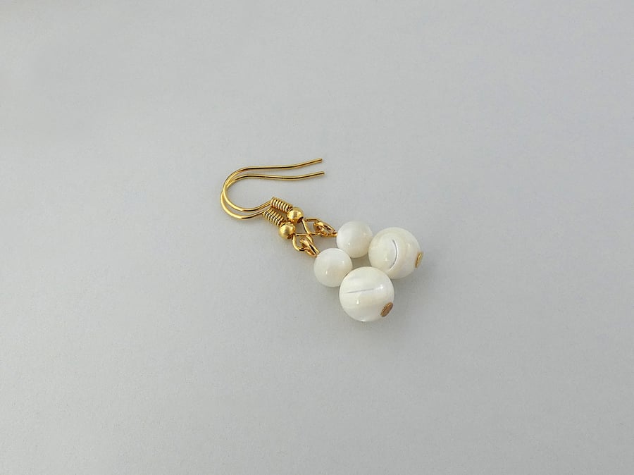 Dainty Mother of Pearl Earrings with Choice of Gold Plated Hooks. Ref:402