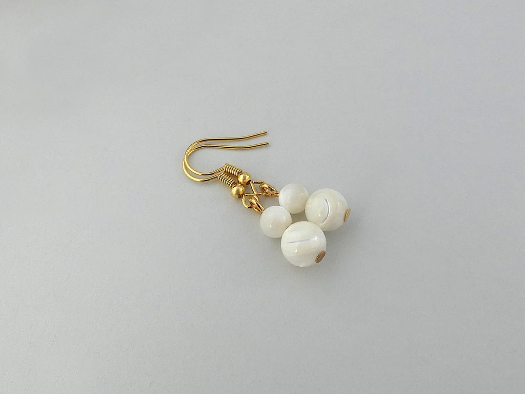 Dainty Mother of Pearl Earrings with Choice of Gold Plated Hooks. Ref:402