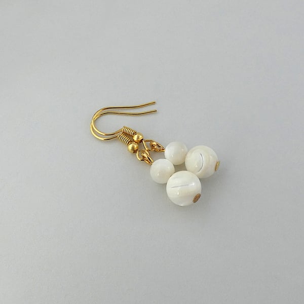 Dainty Mother of Pearl Earrings with Choice of Gold Plated Hooks.
