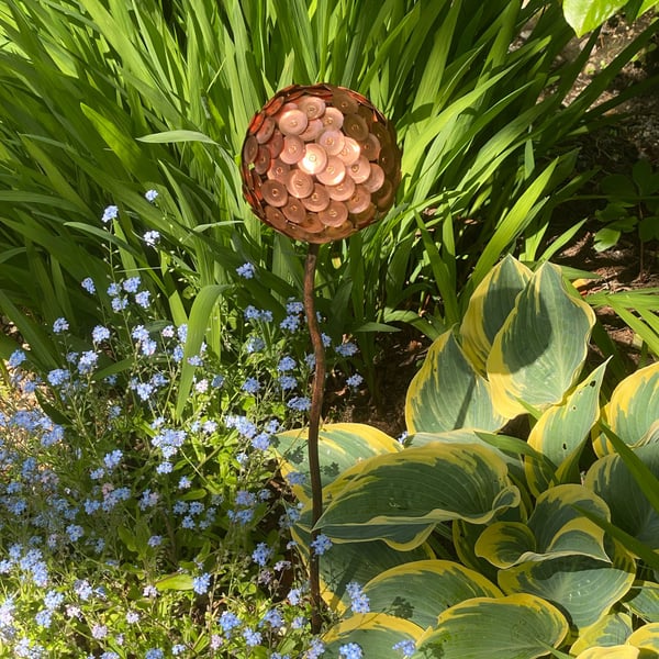 Copper Rivet Allium Flower Garden Stake