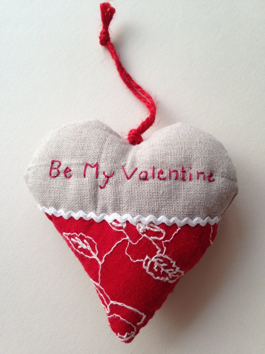 Valentine's embroidered linen heart
