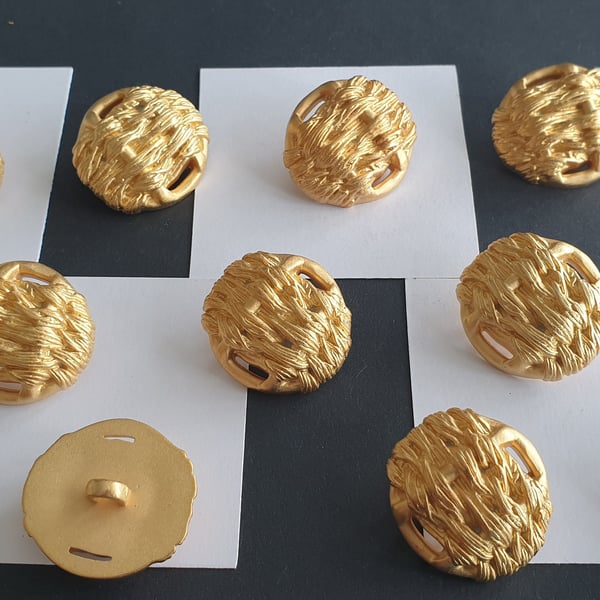 1" 25mm 40L WEAVE effect Knot Matt Gold Button Light Weight... x 5