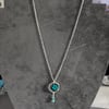 Flower resin pendant, Turquoise Pendant