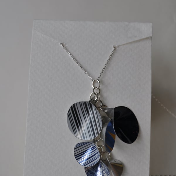 Handmade  Silver and Recycled Drinks Can Drop Necklace