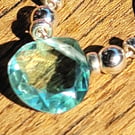 Aquamarine Pendant Necklace with Sterling Silver Accent Beads and Chain