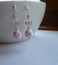 PINK, WHITE AND SILVER - PORCELAIN BEAD EARRINGS. - Image 2