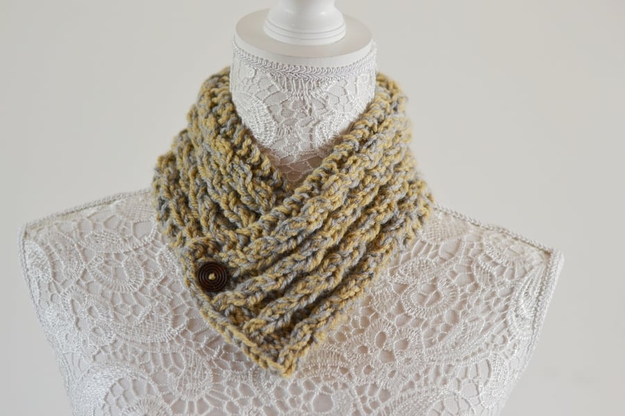 Unisex Neck Warmer Scarf Cowl Chunky Cable Knit Uk Age 2T- 3T