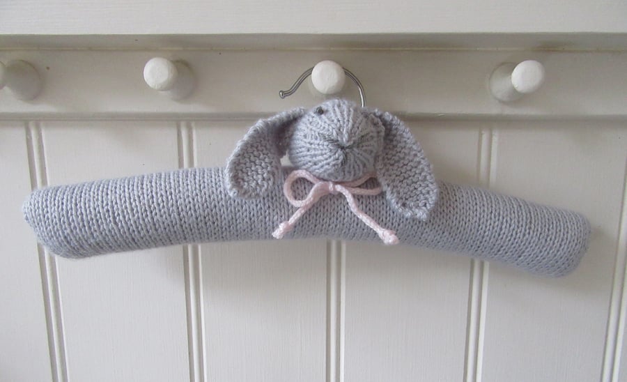 Clothes hanger - childrens grey bunny