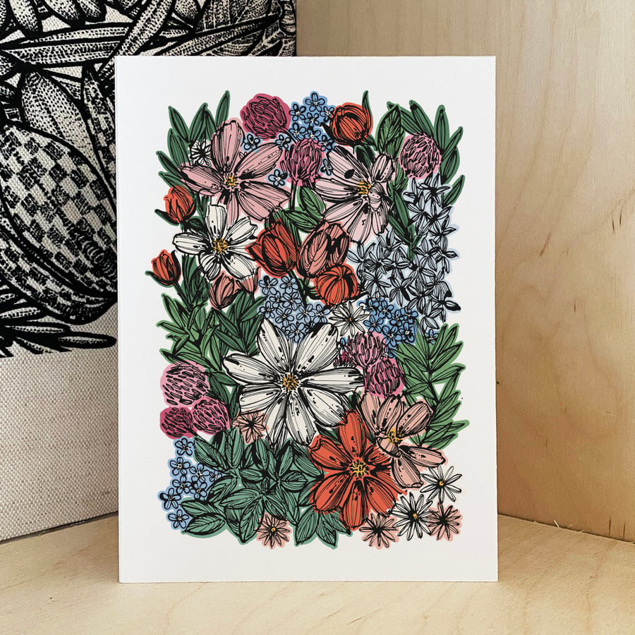 Cosmos Dahlia Flower Wall Art Print - A4