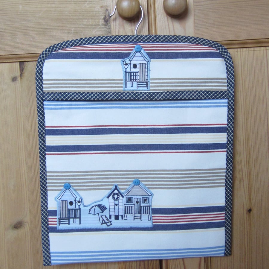 Appliqued Beach Huts Peg Bag
