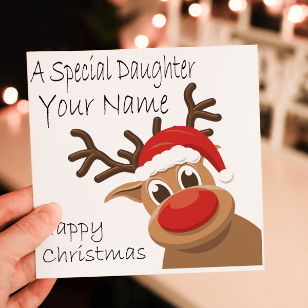 Special Daughter Rudolf Christmas Card, Daughter Christmas Card
