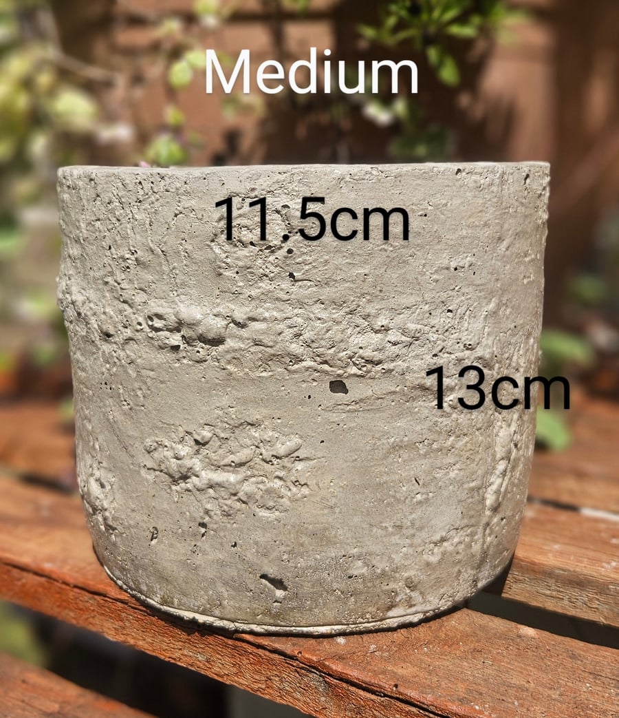 Medium Handmade Concrete Plant Pot, With Drainage, Indoor & Outdoor Planter