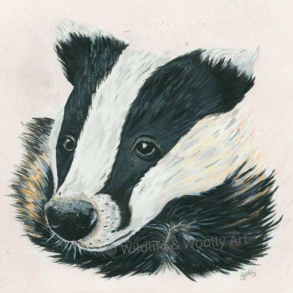Painted Badger (12"x10") Limited Edition Print - 1 of 20
