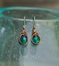 Copper Wire Wrapped Earrings with Faceted Teal AB Glass Beads - Image 5