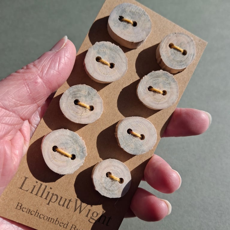 Set of eight chunky flat driftwood buttons