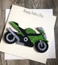 Handmade quilled motorcycle green Father’s Day card 