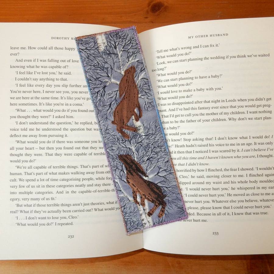 Bookmark leaping hares